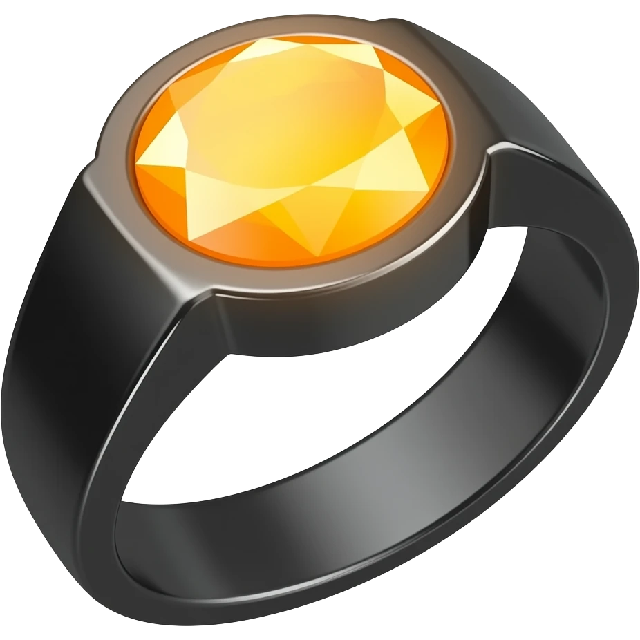 Black ring with big Glowing orange gem emitting orange glow emoji