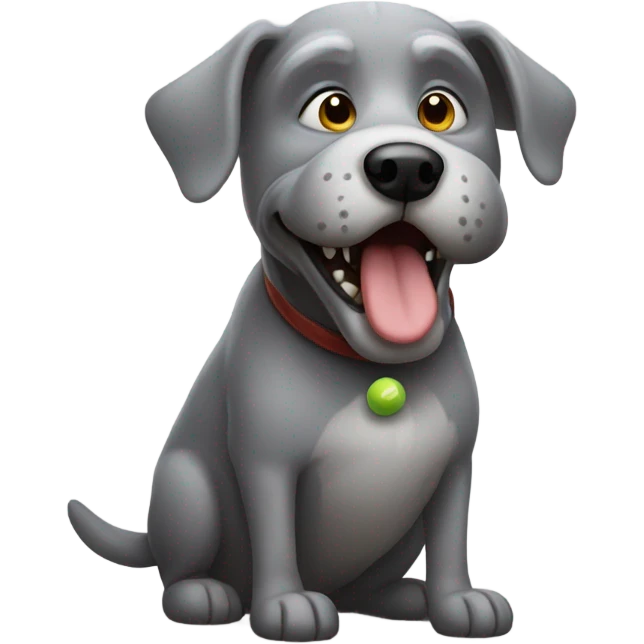 Realistic grey old dog with ball in mouth emoji