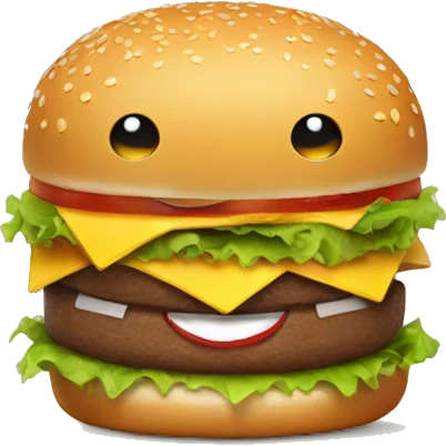 Happy with a burger emoji
