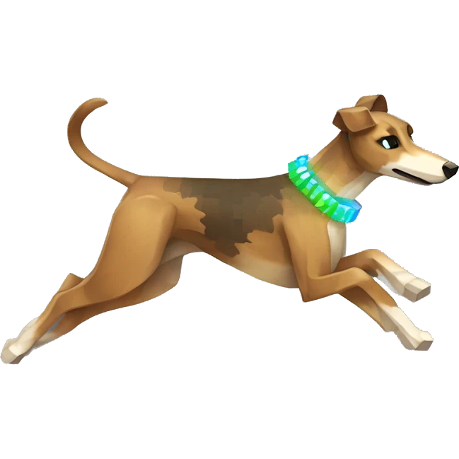 Minecraft pixel brindle greyhound running iridescent collar emoji