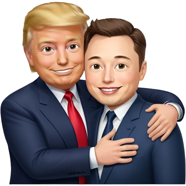 Donald trump and Elon musk in warm embrace emoji