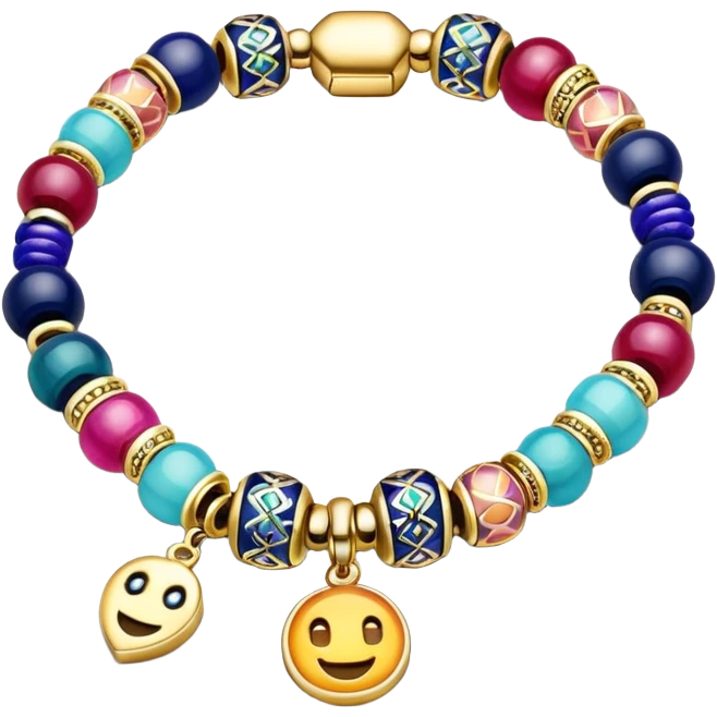 colourful beaded bracelet with different charms emoji