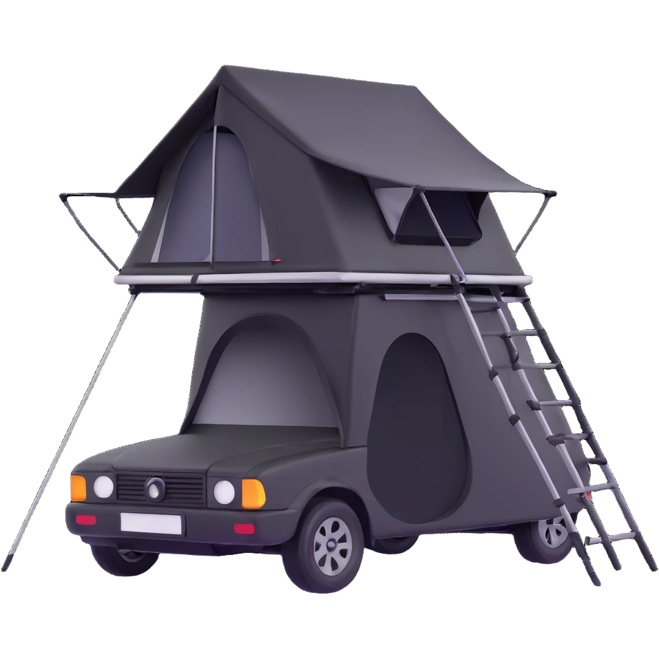 black car with roof tent emoji