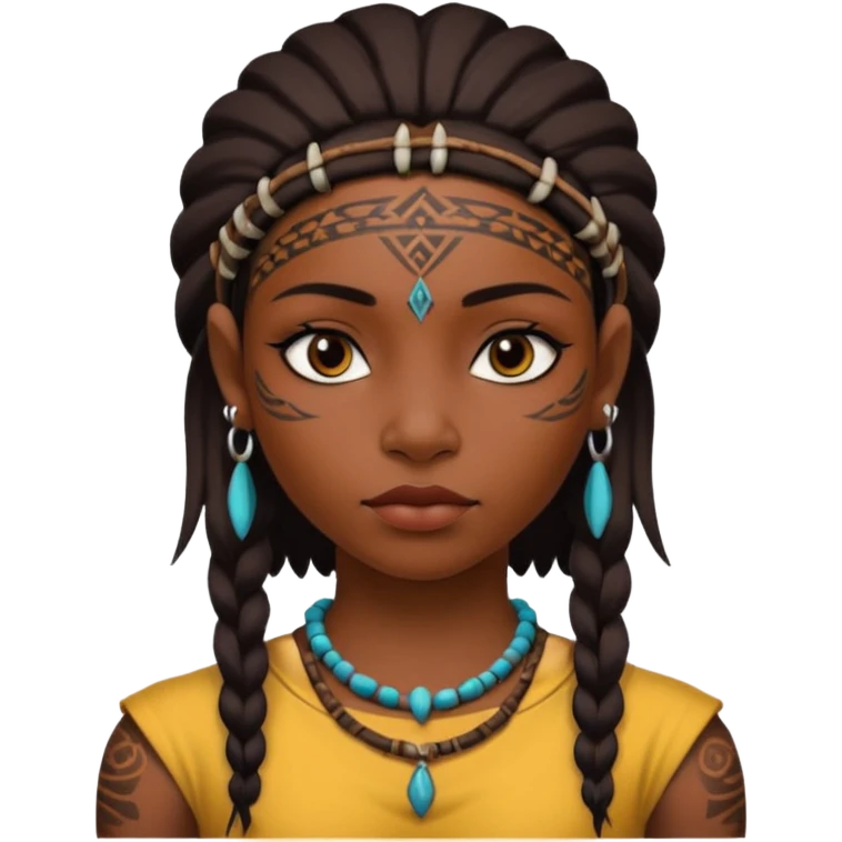 tribal girl Tattooed, DO NOT wearing necklace emoji