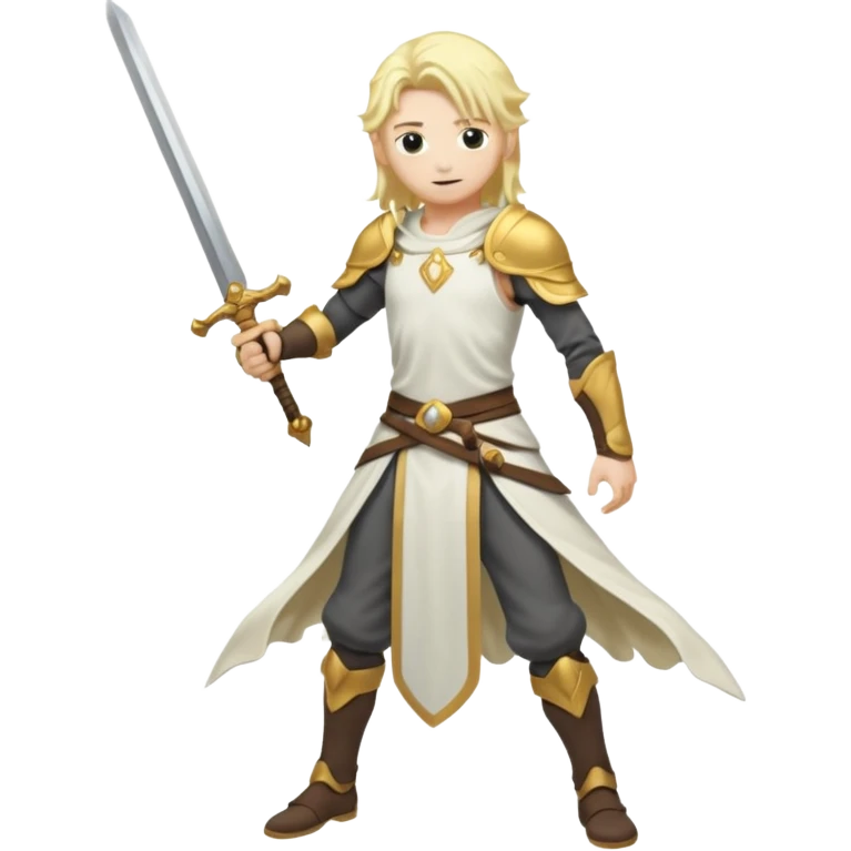 White and golden Aether (from Genshin Impact) with a sword (full body) emoji