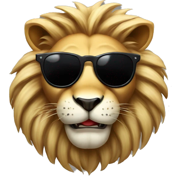 Gangster lion with black sun glasses and cheeky grin  emoji