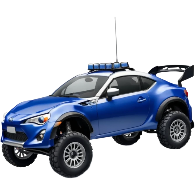 Rally Widened roof Long wheelbase widened pearly midnight snow dark blue 2nd generation 2025 Toyota 86 off-road racer chrome nerf bars,side-step mounted under-door-sill climbing rock sliders, and silver satin wheels  emoji