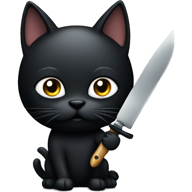 black cat holding a knife emoji