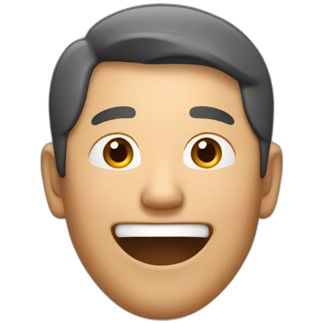 Middle aged asian man giggling emoji