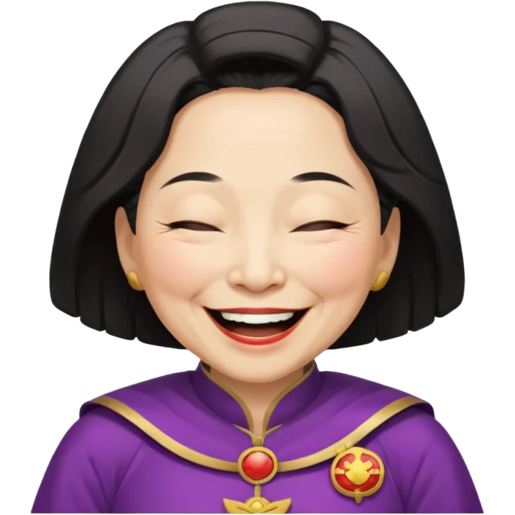 old Chinese superwoman laughing with closed eyes emoji