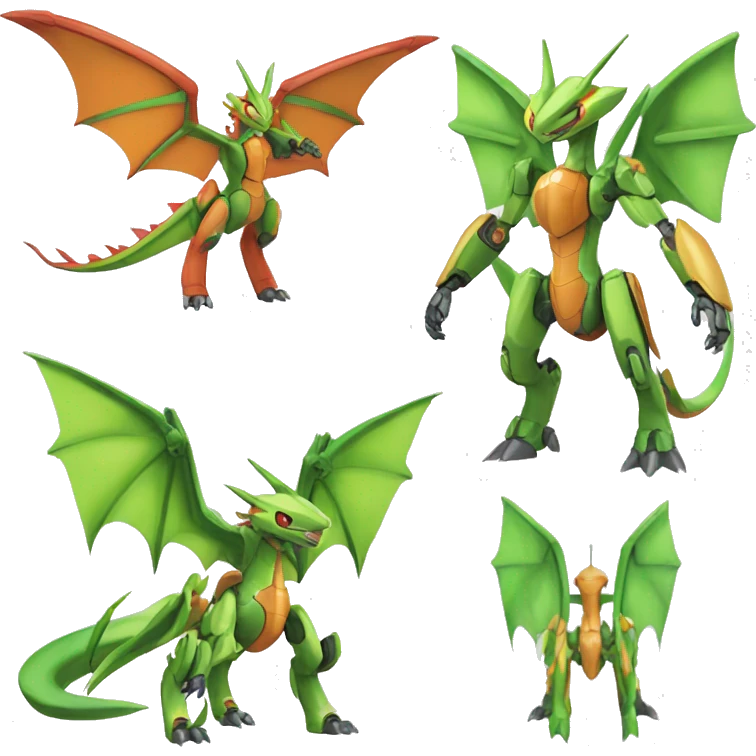 Mechanical Flygon-Scyther-Charizard-raptor-Medabot-Mecha full body emoji