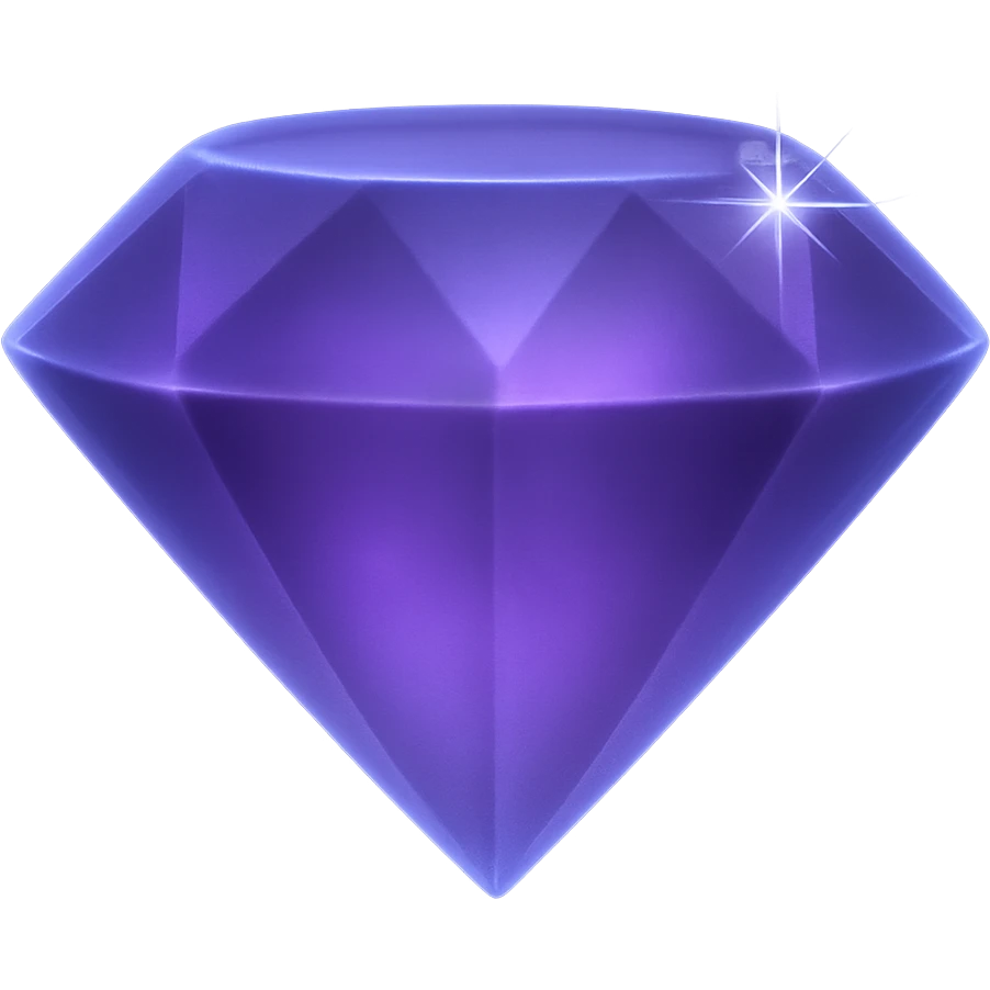 Add a sparkle effect to the realistic 3D diamond while keeping the #534172 purple color. Maintain the realism and transparent background. emoji