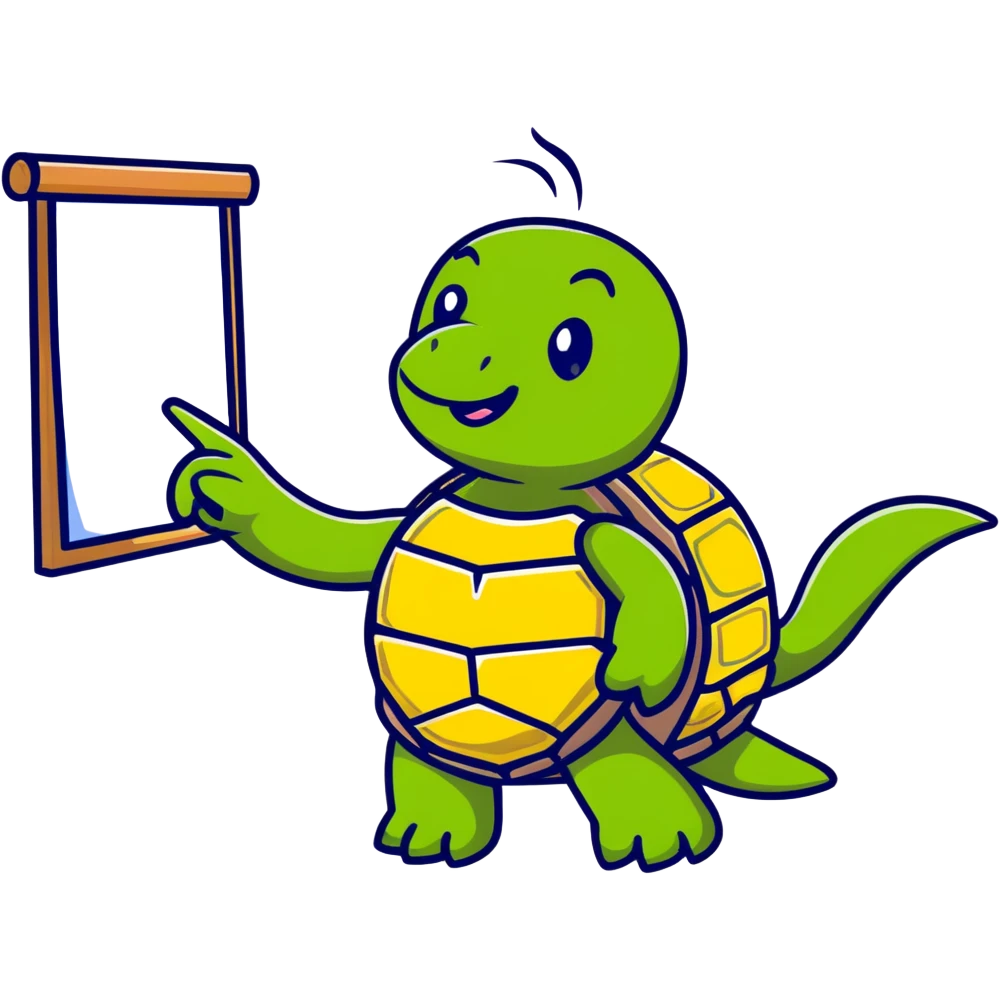 turtle pointing at a whiteboard emoji