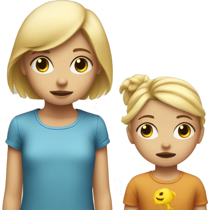 blonde child does not give a toy to another sad blonde child emoji