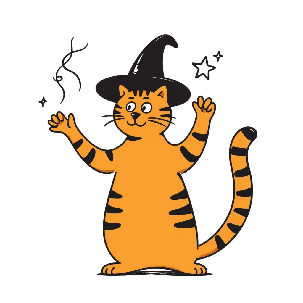 orange cat casting a magic spell with paw raised emoji