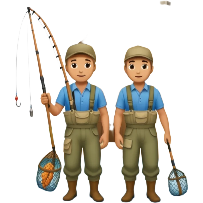 two guys entering on their house with fishing rods emoji