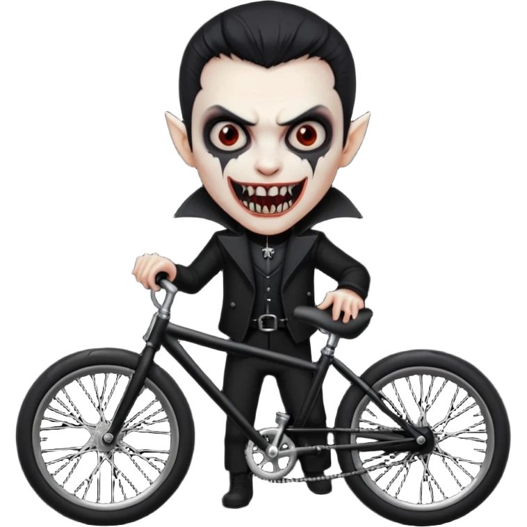 Scary vampire with bicycle. emoji