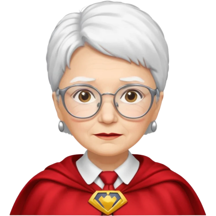 An older woman with glasses and white hair, in a red tie and cape (might resemble Professor McGonagall). emoji