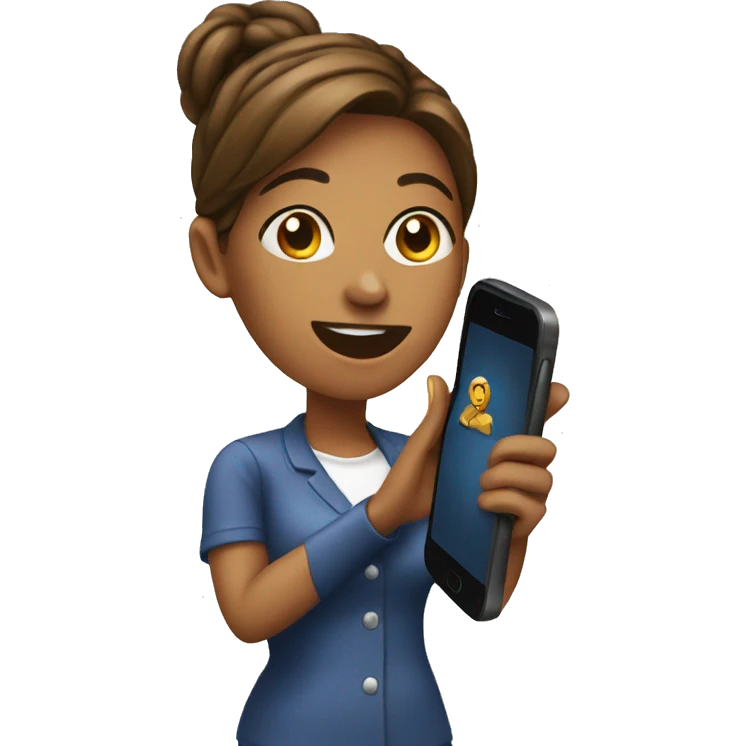 woman showing big phone emoji