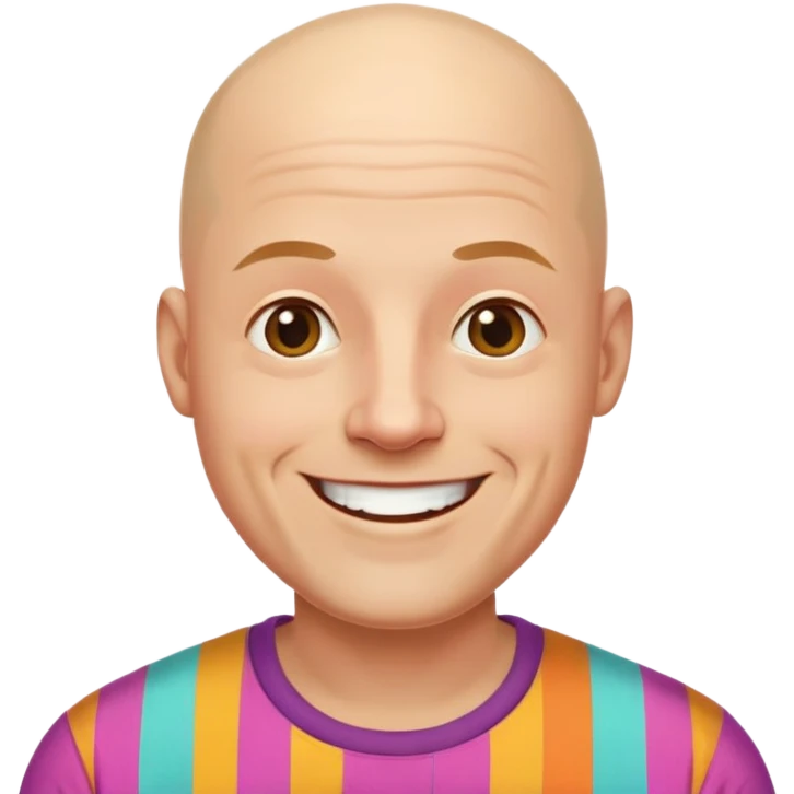 bald meme with colorful shirt emoji