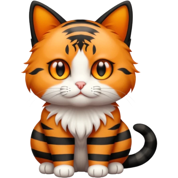 small black and orange cat. amber eyes. full body.  emoji