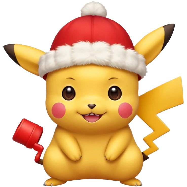 cute Pikachu Pokémon wearing a small red cap and smiling emoji