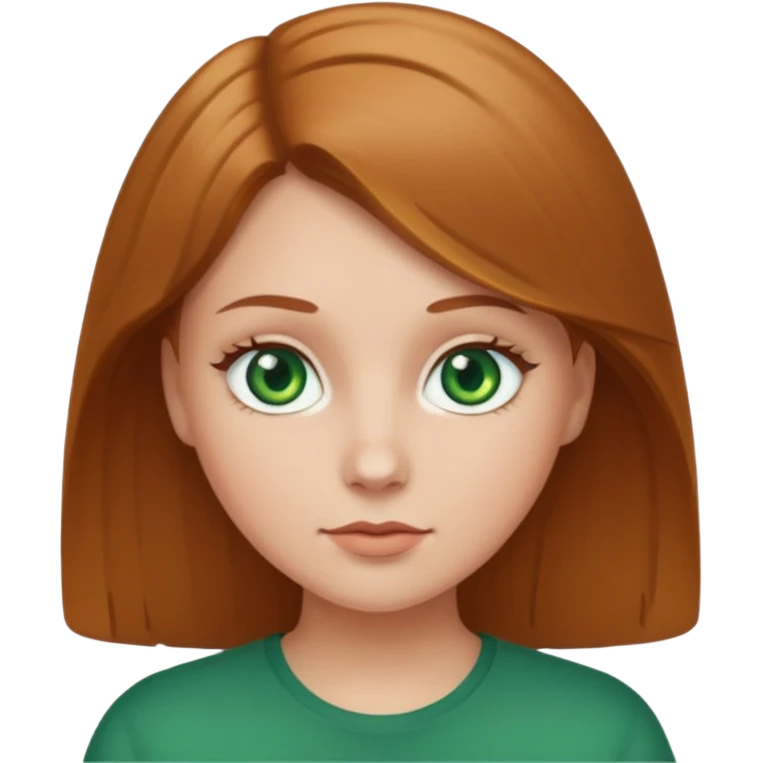 Round white girl with light brown hair and green eyes emoji