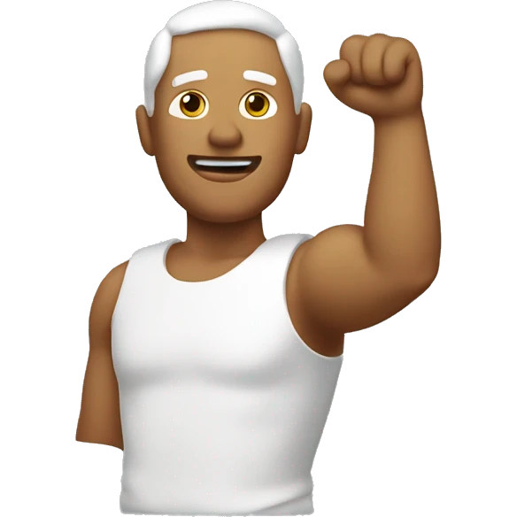 man with raised arm in plaster emoji