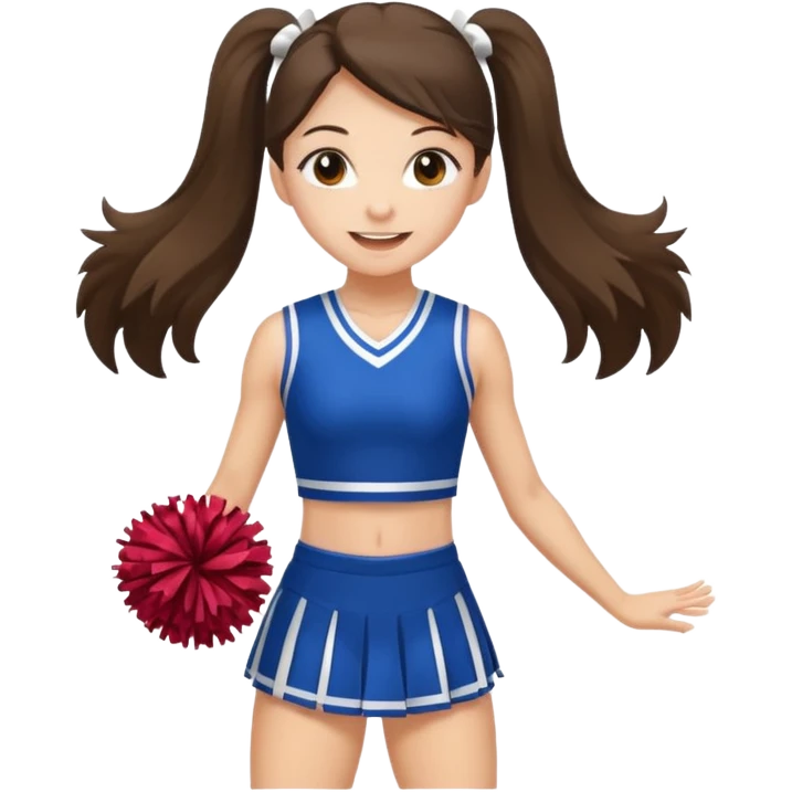 skinny white happy long haired brunette girl cheerleader emoji