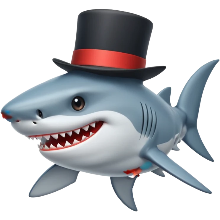 Shark with a top hat emoji