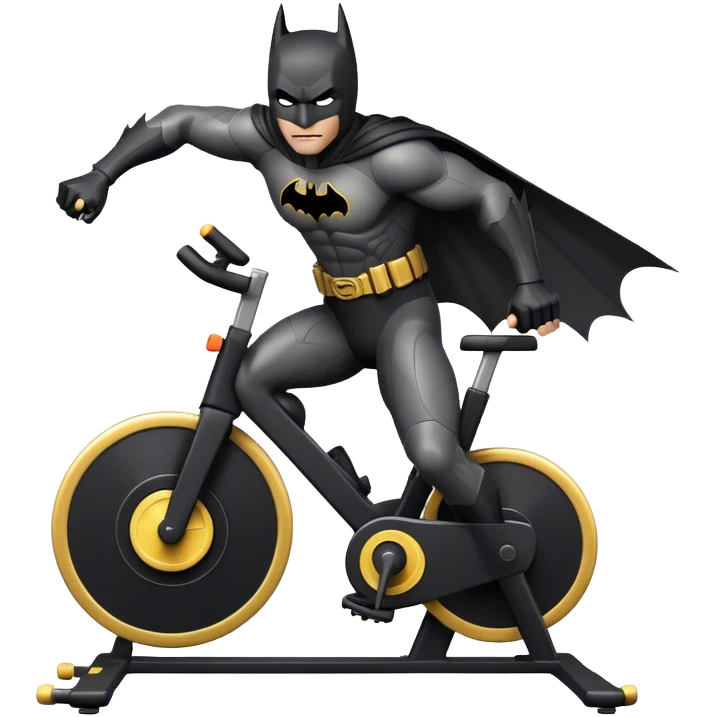black Batman suit on a spinning bike, wheel behind him emoji