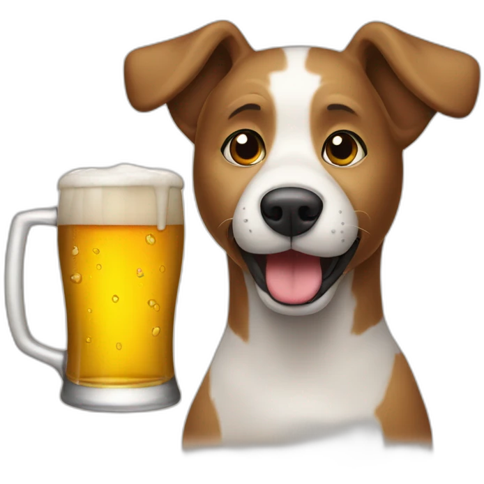 Dog drinks beer emoji