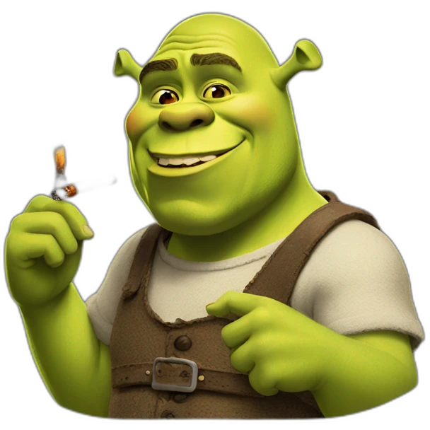Shrek with a cigarette emoji
