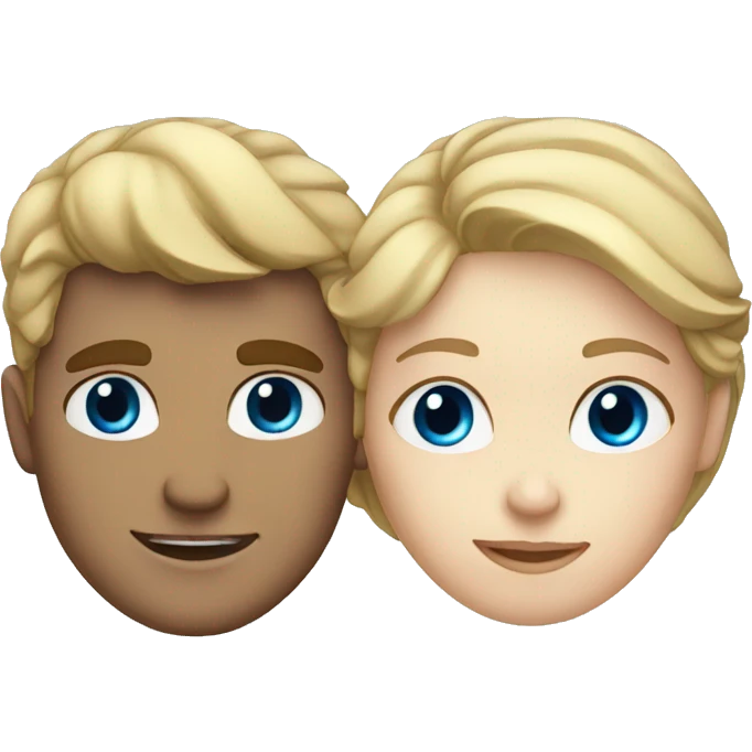 blonde guy with blue eyes and girl with brown hair and eyes emoji