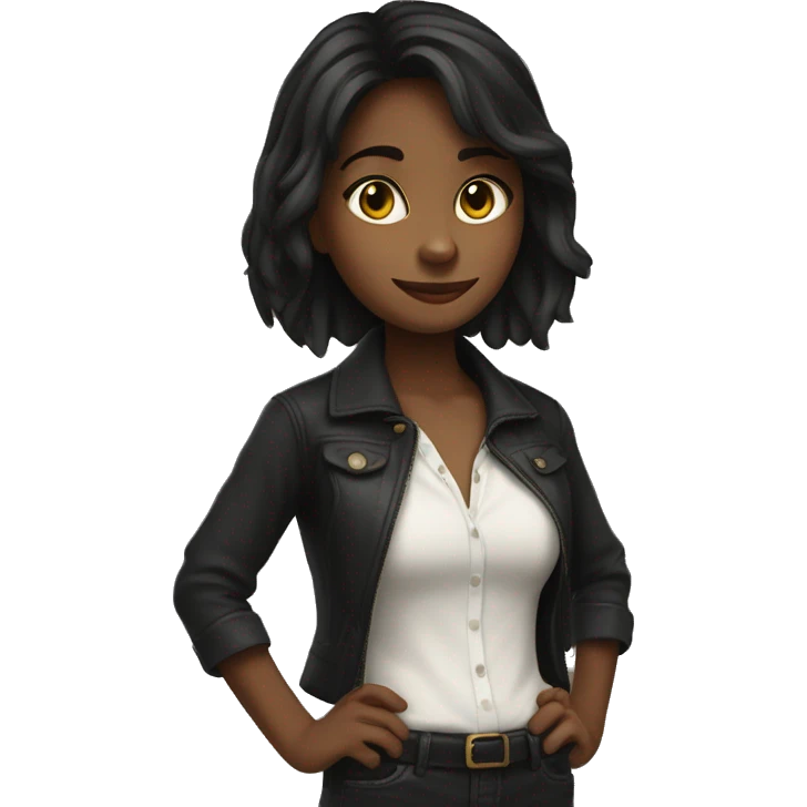 Fille brune câlin chat noir  emoji