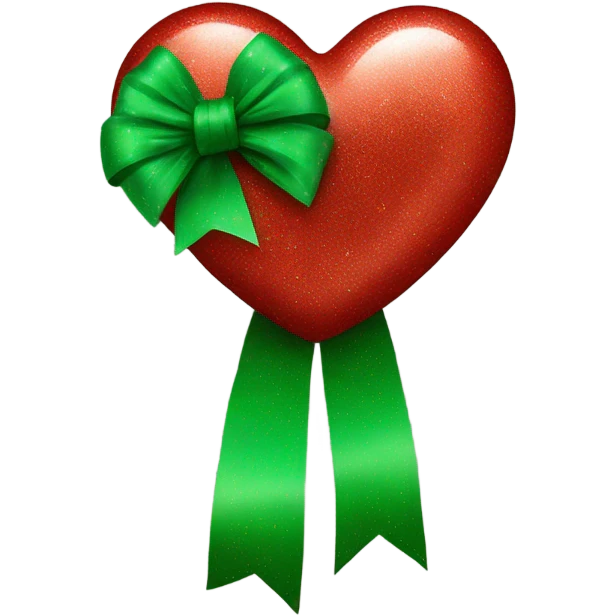 Sparkly red heart with green bow emoji