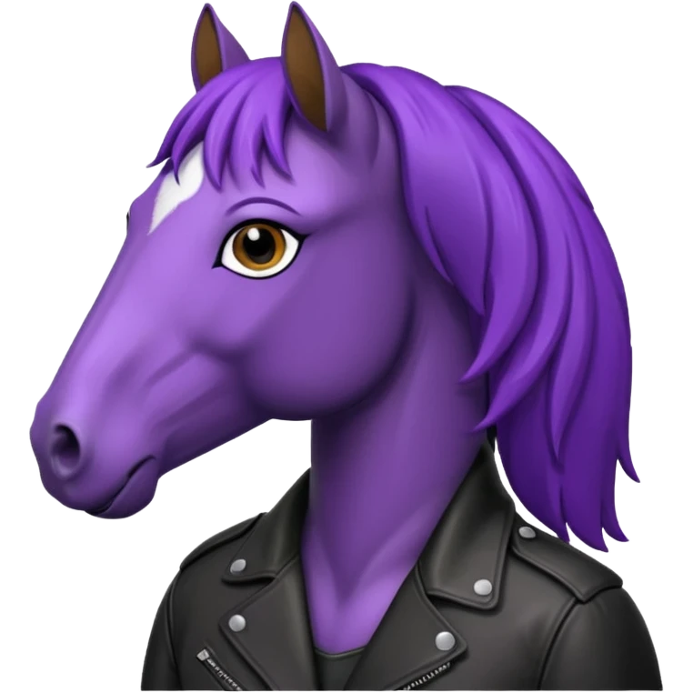 Purple horse wearing leather jacket
 emoji