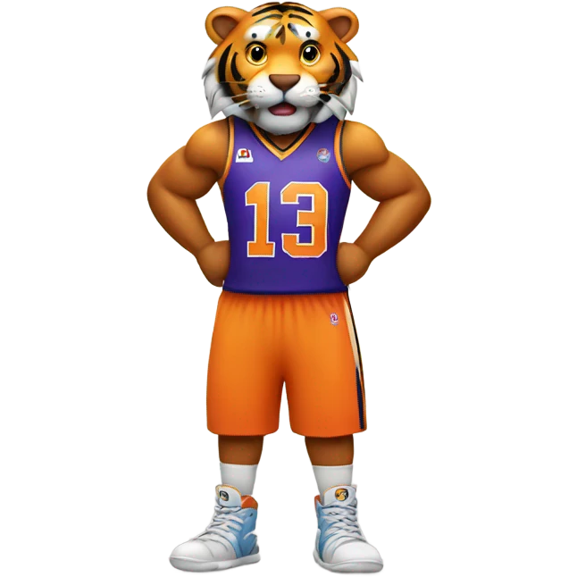 Tiger wearing basketball jersey emoji