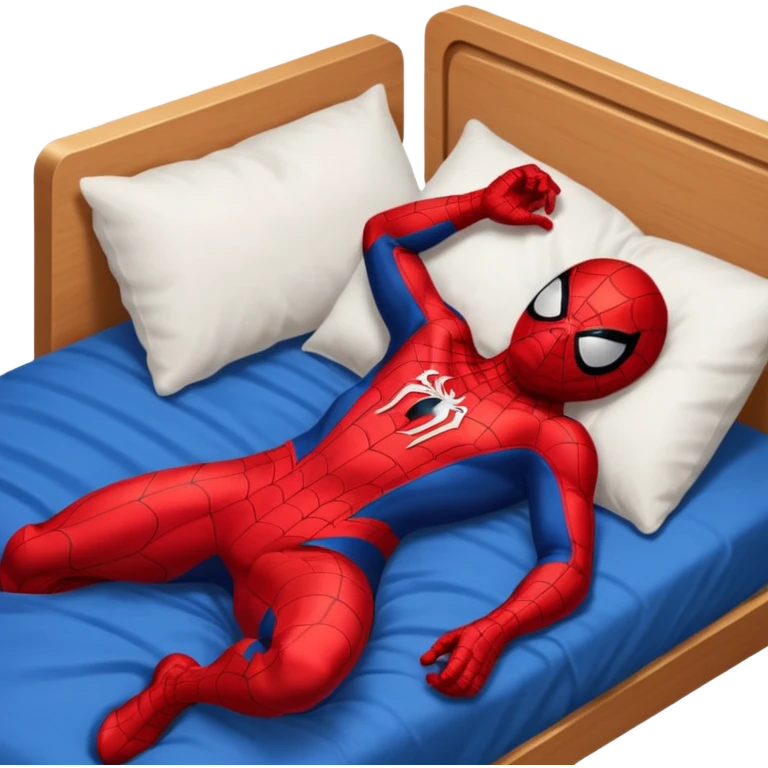 emoji de spiderman acostado en la cama dormido emoji