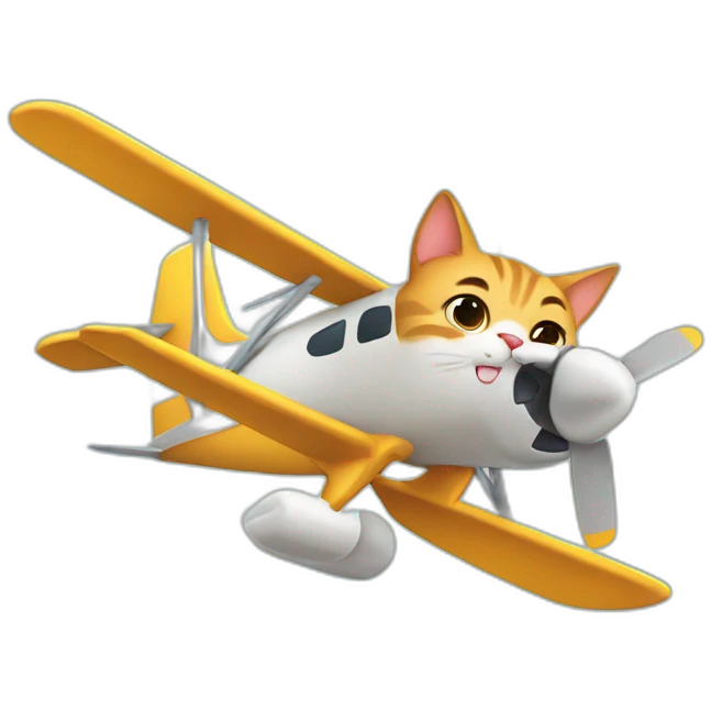 Cute cat flying an airplane emoji