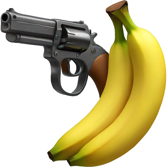 a banana with a gun emoji