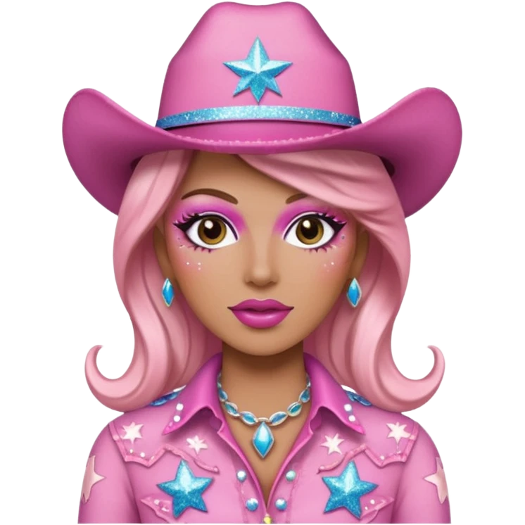 pink cowgirl glitter, drag emoji