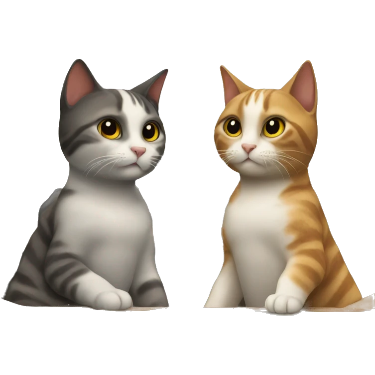 Two cats at the desk are talking emoji