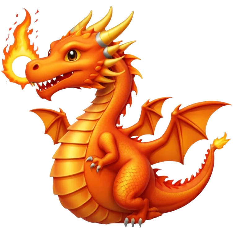 a dragon breathing fire shaped like a comet, with a sun in the background emoji