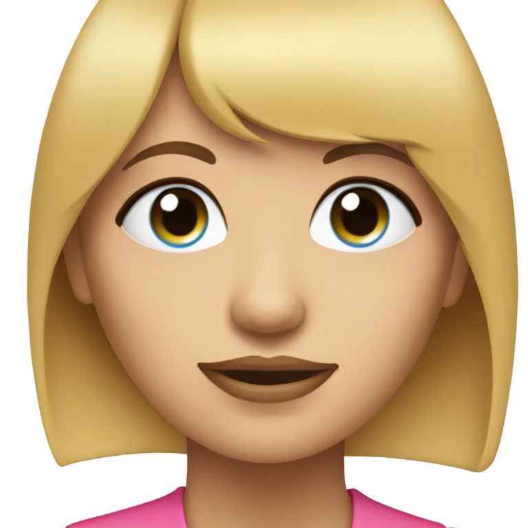 a pink coin that’s all pink but it has a blond woman with bangs on the coin and she has blue eyes and big lips  emoji
