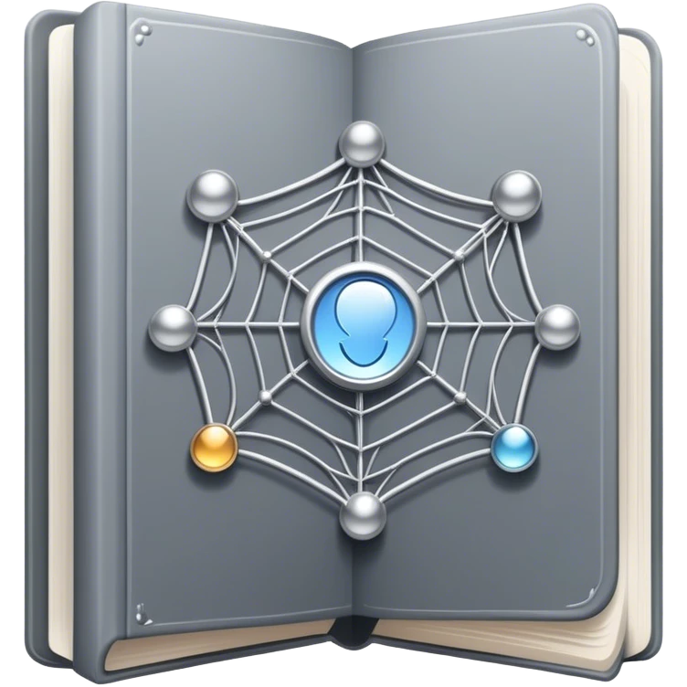 magical grey book of networking with a web emoji
