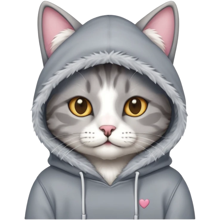 Cat Wearing a fresh love hoodie emoji