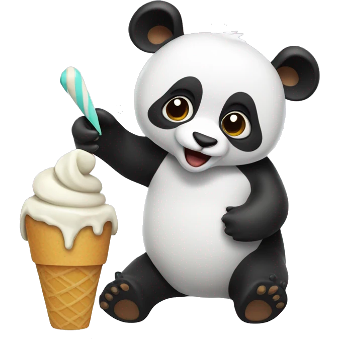 Panda eating ice cream emoji