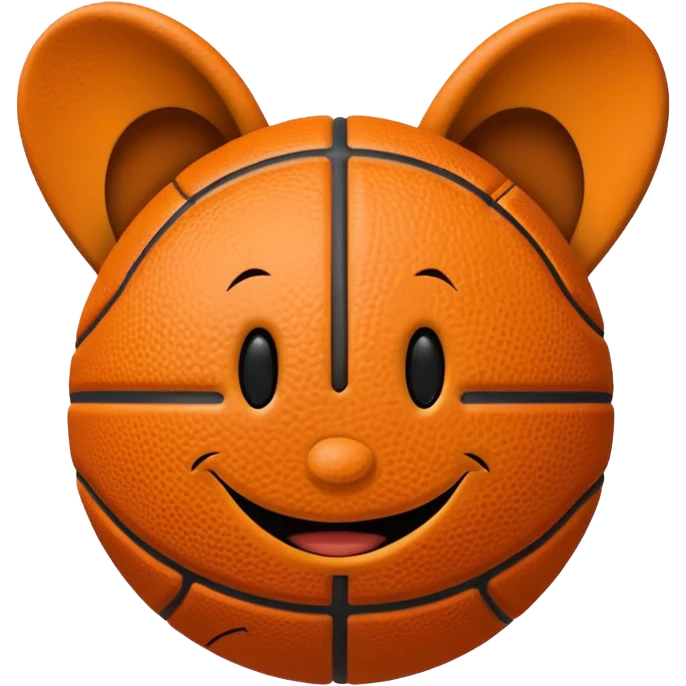 basketball with ears and smiley face emoji