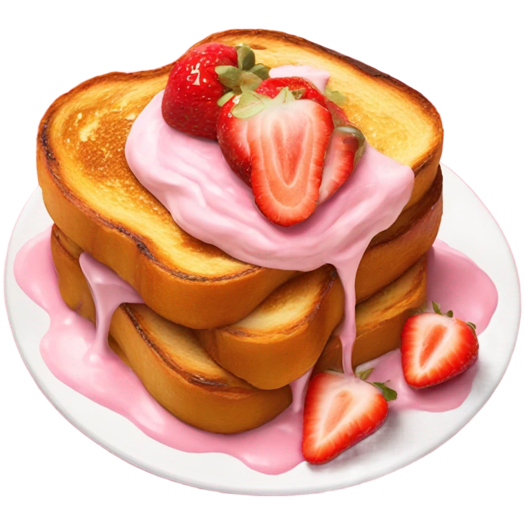 french toast with pink cream and strawberries emoji